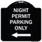 Signmission Night Permit Parking W/ Left Arrow Heavy-Gauge Aluminum Architectural Sign, 18" x 18", BW-1818-23859 A-DES-BW-1818-23859 - alternate 1
